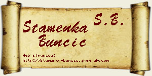 Stamenka Bunčić vizit kartica